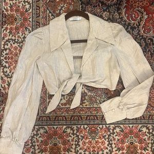 DISSH Cropped Linen Long Sleeve Top Never Worn